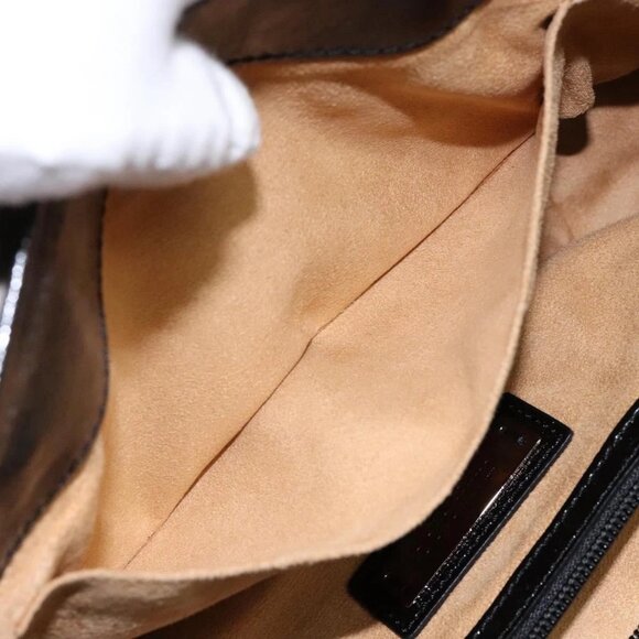 Jimmy Choo Studs Tote Bag Patent leather Black Silver Auth BA5147 - Picture 13 of 16